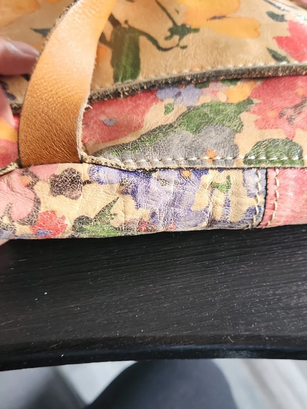 Patricia Nash Floral Multicolor Leather Crossbody - Pink, Yellow, Green, Gray